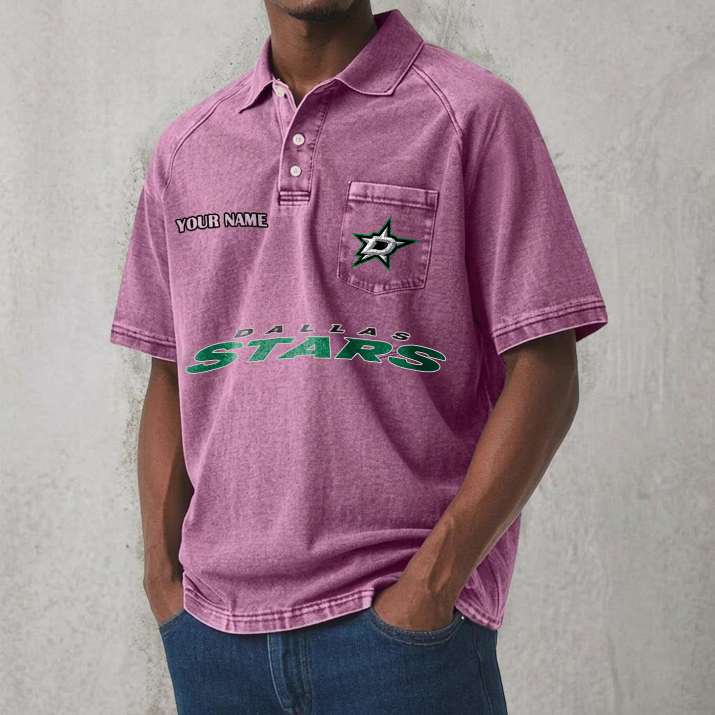 DAL x NHL Men's Distressed Turn-Down Collar Polo DATND TANTD 250526