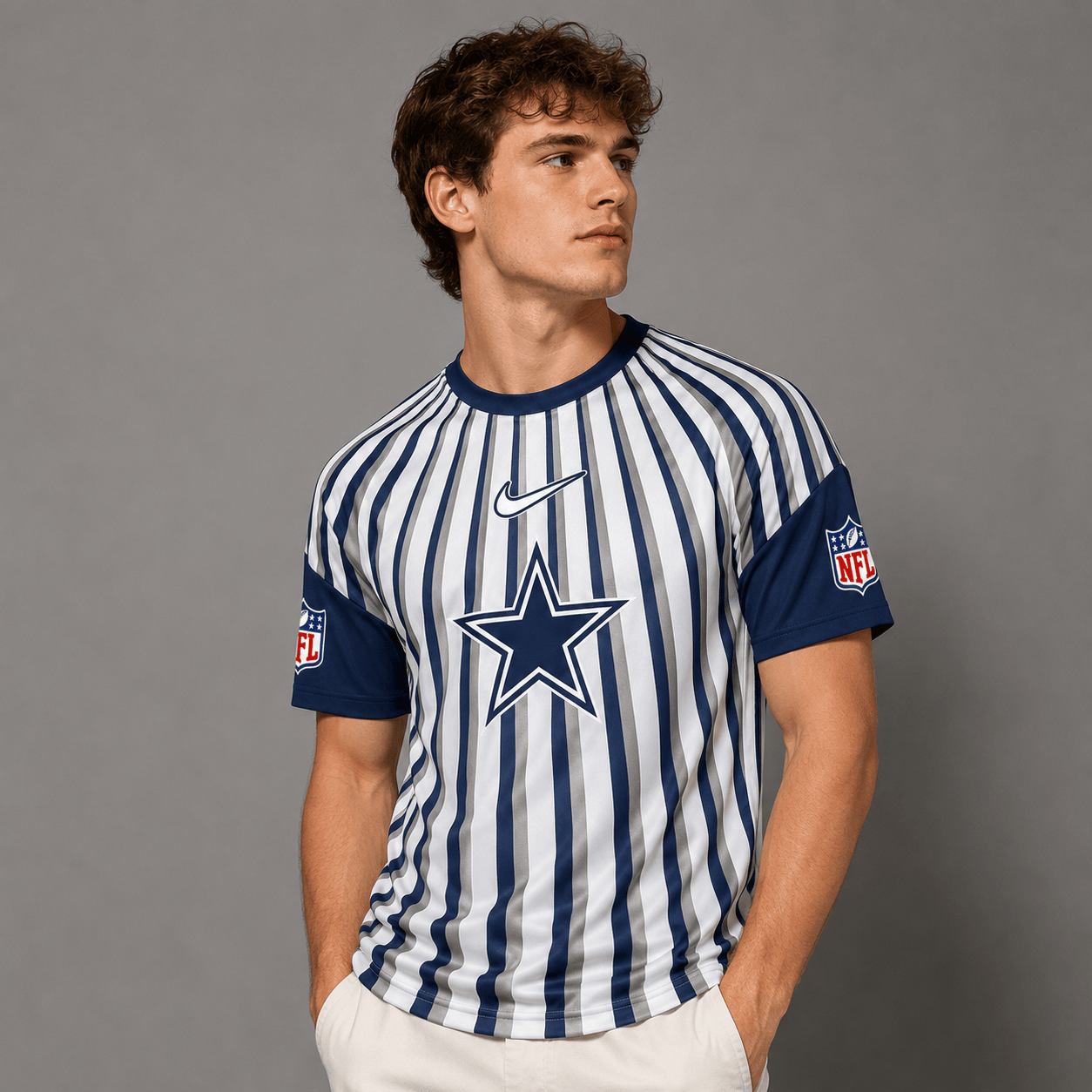 DC Premium NFL Men’s Athletic Vertical Stripe T-Shirt