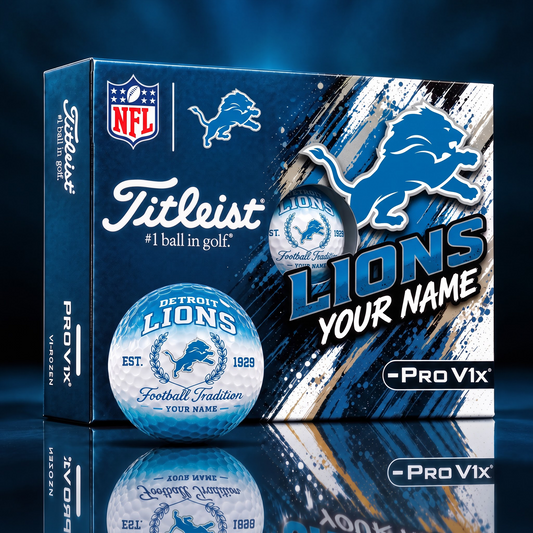 DET X PERSONALIZED NFL MAKER-MADE TITLEIST PRO V1X GOLF BALLS