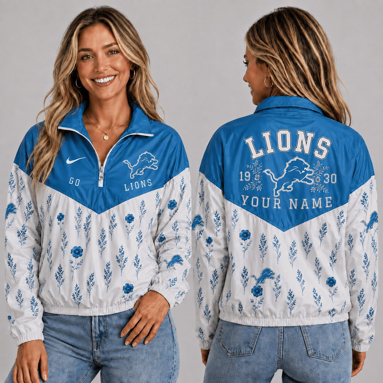 DL x NFL Personalized Women Quarter Zip Jacket