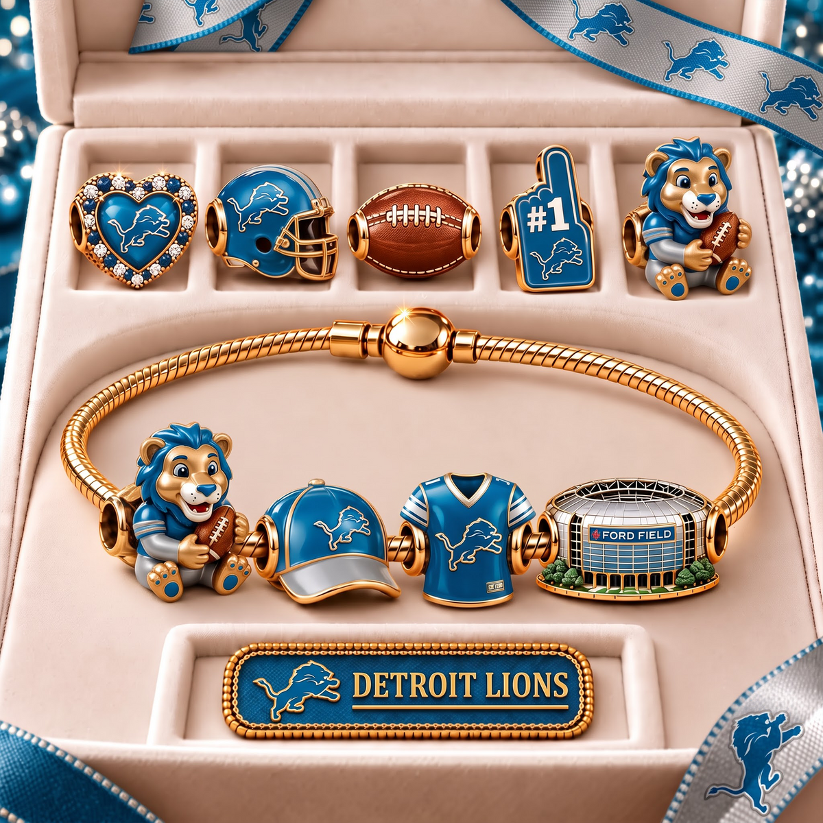 DL x Premium NFL Fan Charm Bracelet - Pandora Style Sports Charm Set