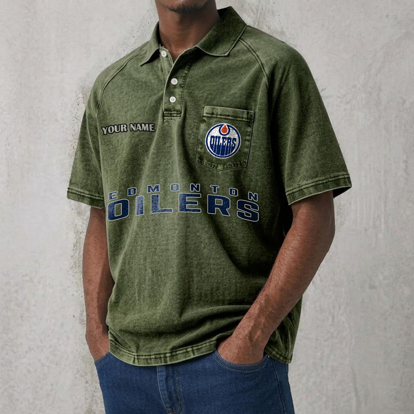 EDM x NHL Men's Distressed Turn-Down Collar Polo DATND TANTD 250526