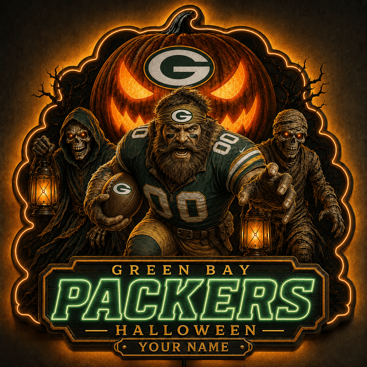 GBP x NFL Halloween Personalized Acrylic Wall Led Sign Colorful Colors Gifts For Fan
