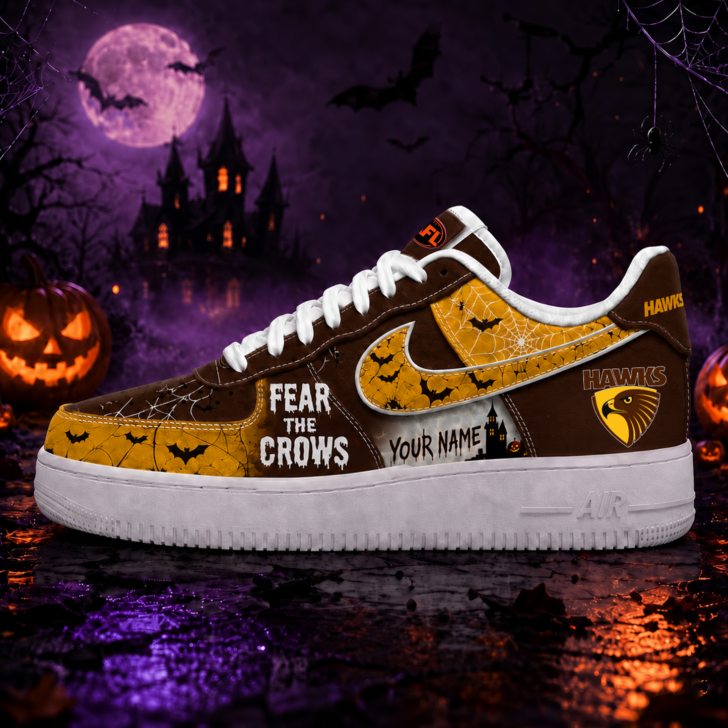 HH Premium AFL Fear The Team Halloween AF1 Sneakers