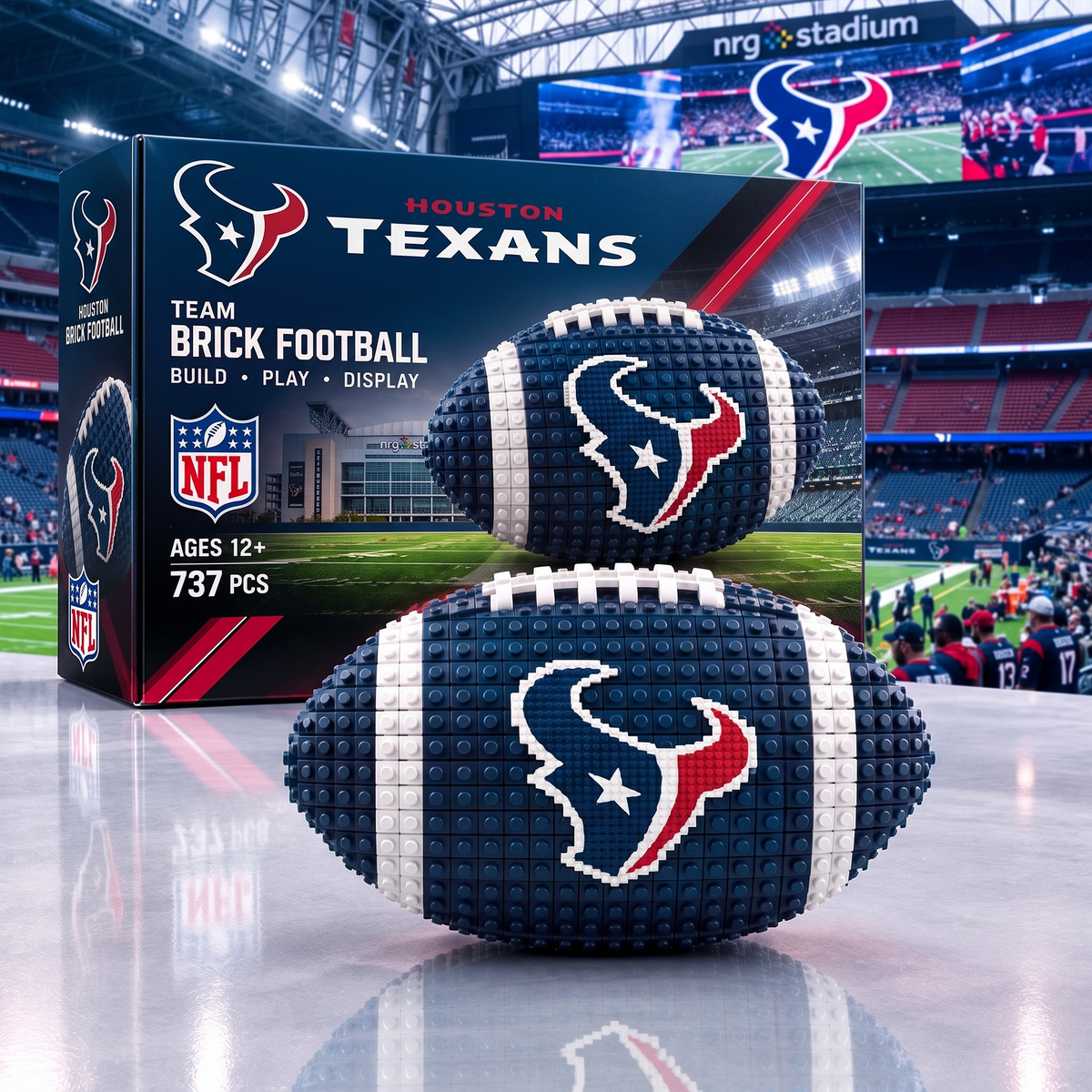 HOU X NFL Team Brick Football Building Set 3D Bricks Collector Model