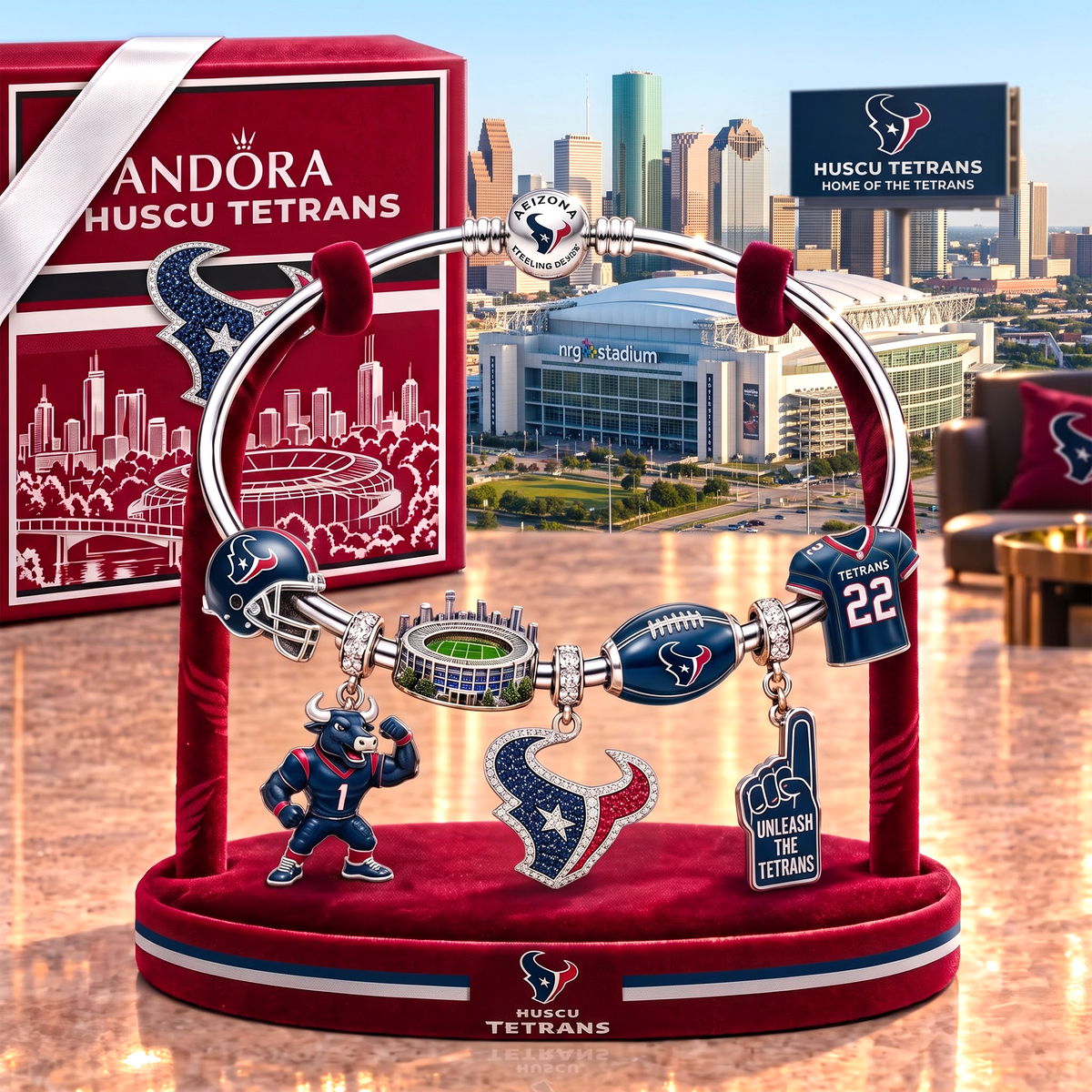 HT x Personalized NFL Pandora Style Charm Bracelet Gift Set 1409