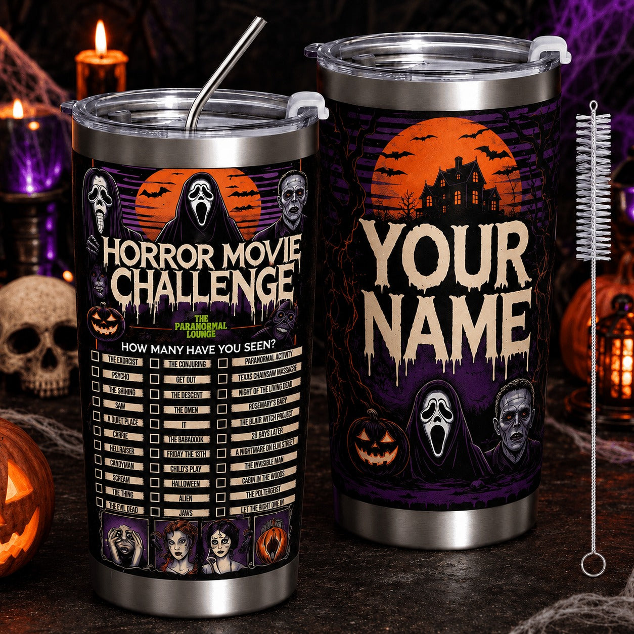Horror Movie Checklist Halloween Premium Tumbler 20oz Personalized Gift For Fan Men Women - Limited Edition