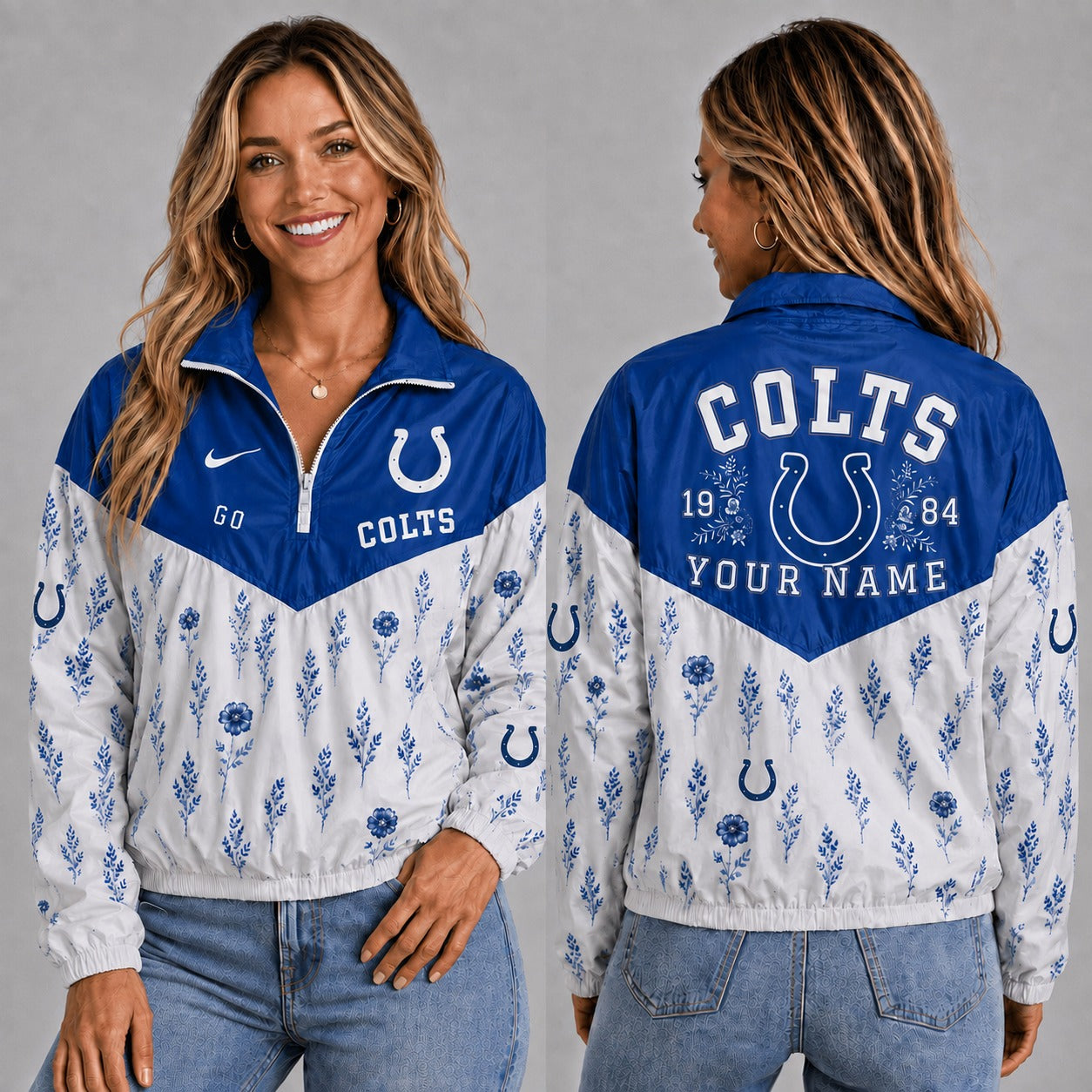 IC x NFL Personalized Women Quarter Zip Jacket