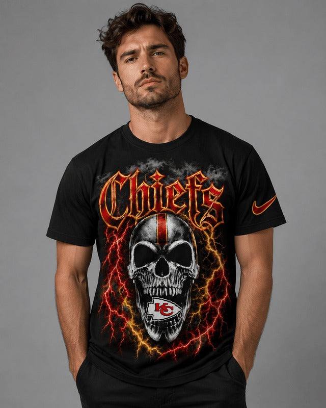 KCC Premium NFL Premium Skull Lightning Graphic T-Shirt