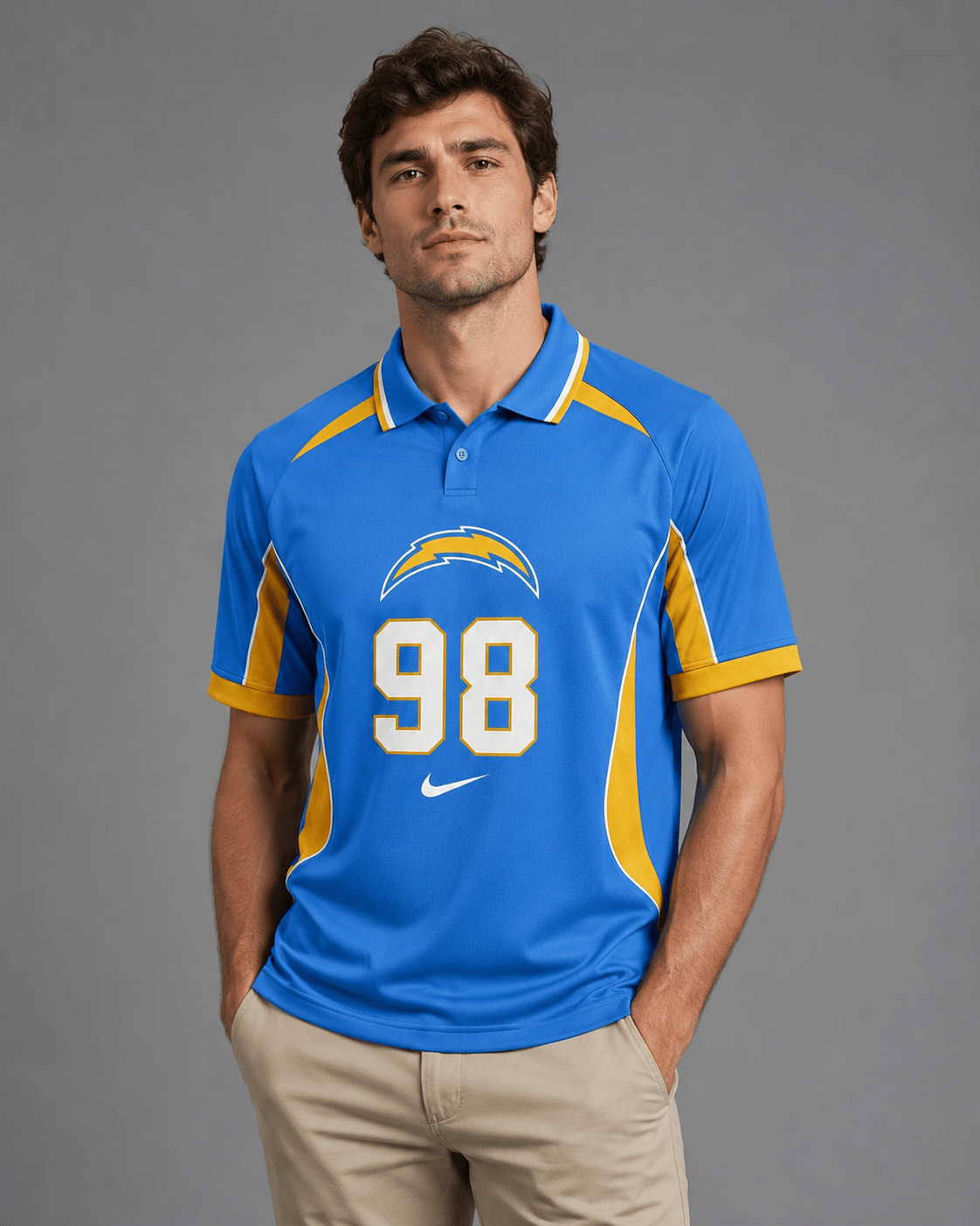 LAC Premium NFL Custom Number Sports Style Polo Shirt