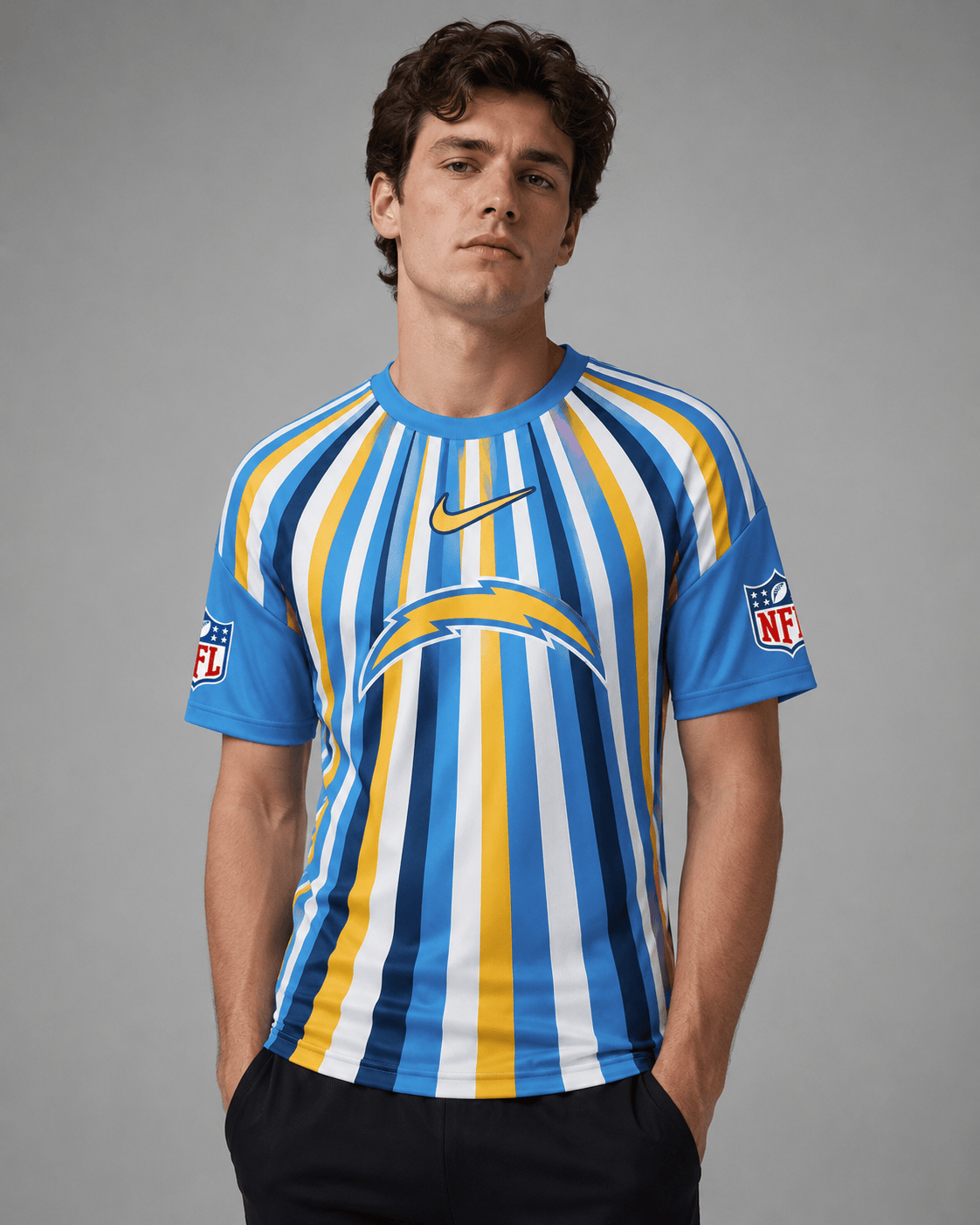 LAC Premium NFL Men’s Athletic Vertical Stripe T-Shirt