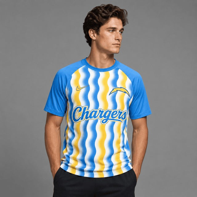 LAC Premium NFL Retro Wavy Pattern Athletic T-Shirt