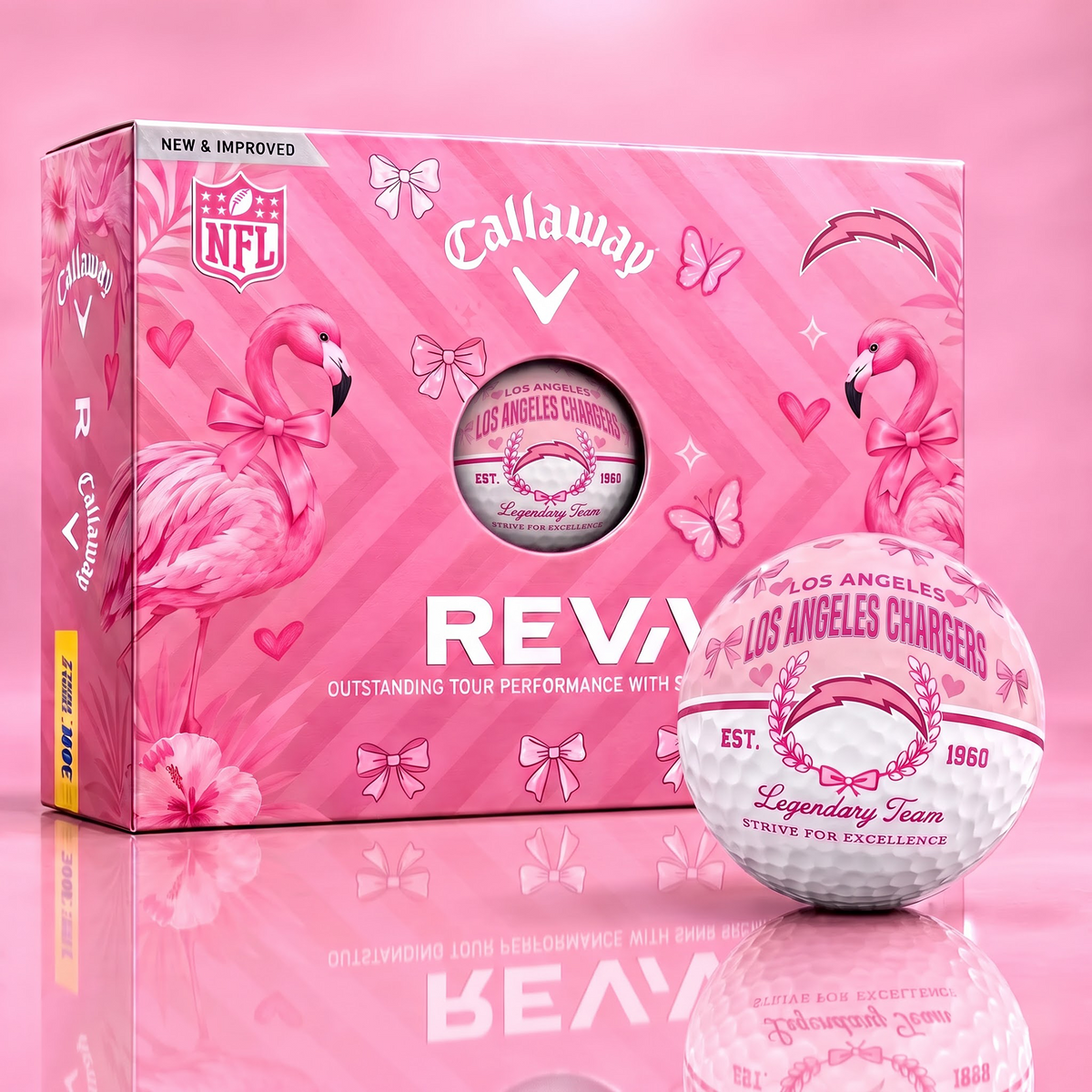 LAC x Custom NFL Pink Coquette Ladies Golf Balls
