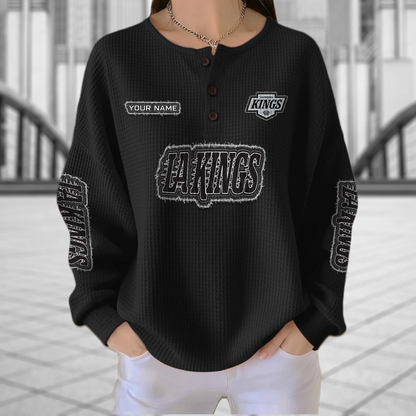 LAK x NHL Personalized Waffle Knit Henley Sweatshirt 2005 DatND DVT