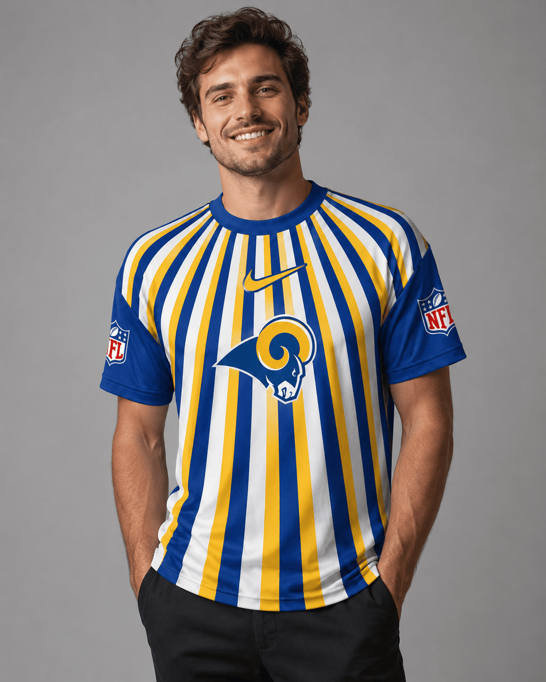 LAR Premium NFL Men’s Athletic Vertical Stripe T-Shirt