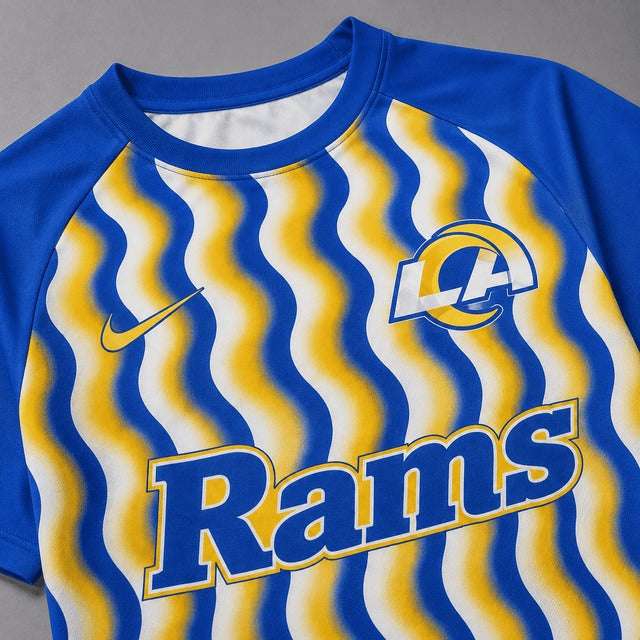LAR Premium NFL Retro Wavy Pattern Athletic T-Shirt