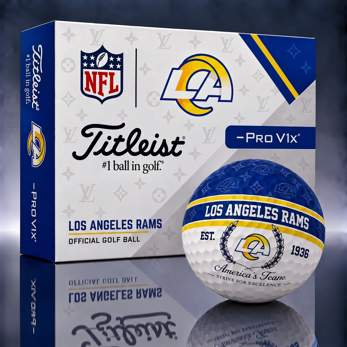 LAR x NFL Custom LV x Titleist Pro V1 Golf Balls Set