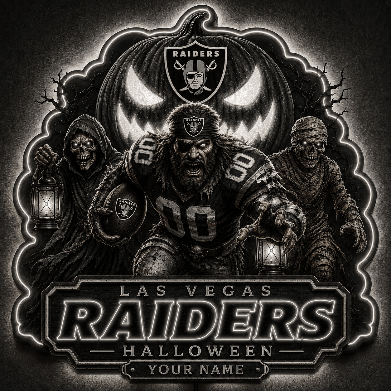 LVR x NFL Halloween Personalized Acrylic Wall Led Sign Colorful Colors Gifts For Fan