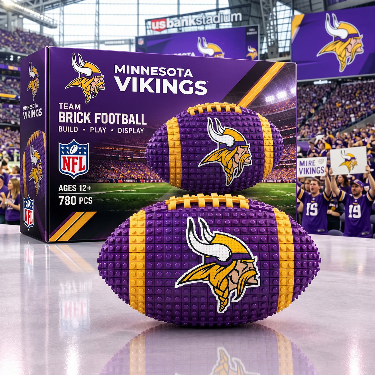 MIN X NFL Team Brick Football Building Set 3D Bricks Collector Model