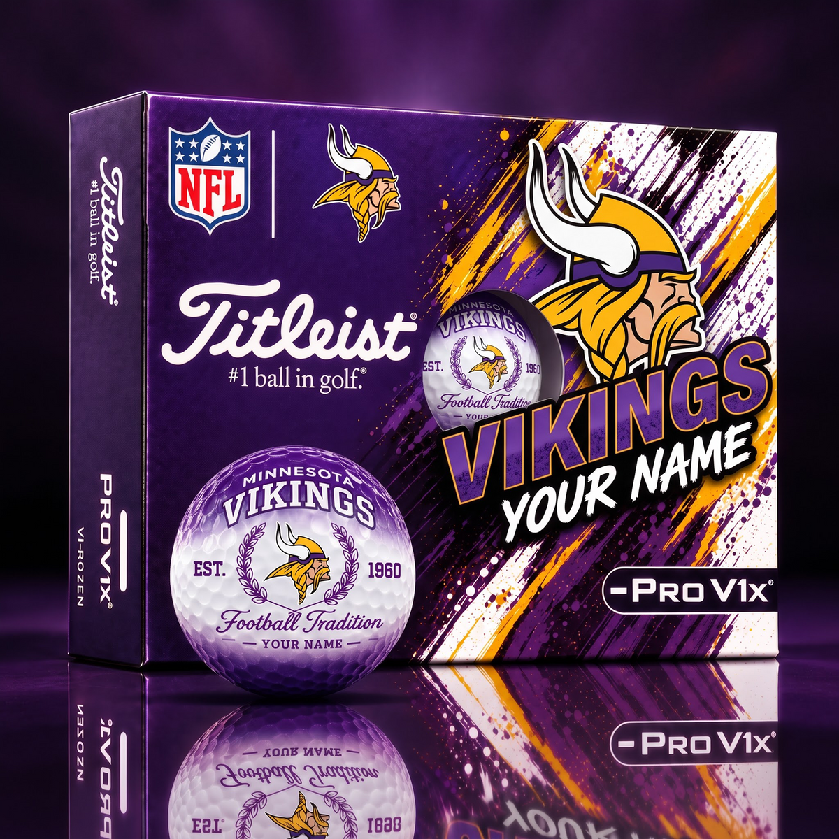 MIN X PERSONALIZED NFL MAKER-MADE TITLEIST PRO V1X GOLF BALLS