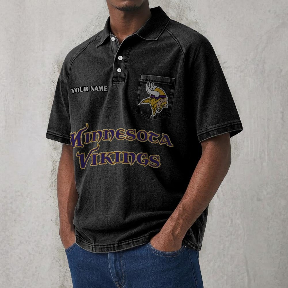 MIN x NFL Men's Distressed Turn-Down Collar Polo DATND TANTD 250526