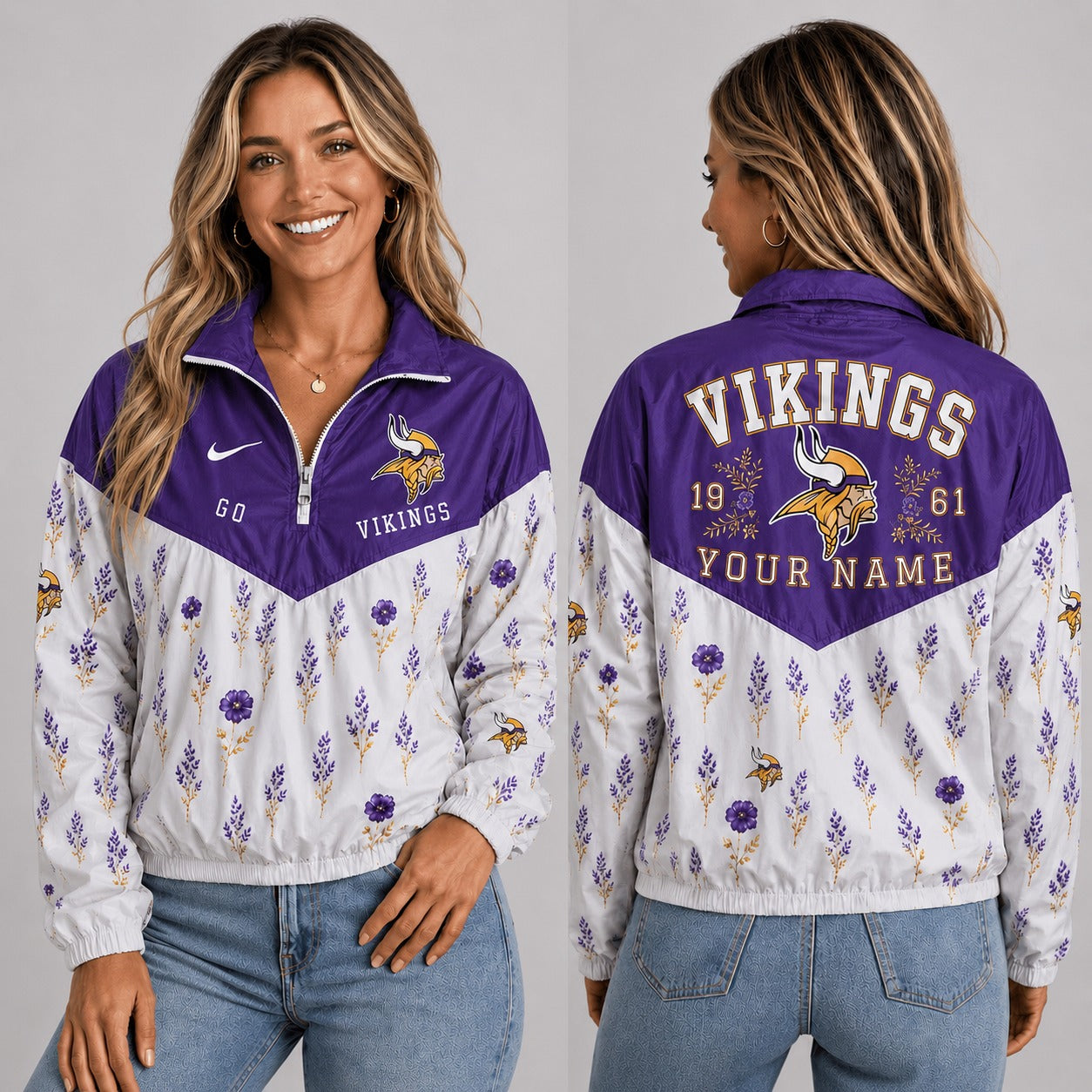 MV x NFL Personalized Women Quarter Zip Jacket