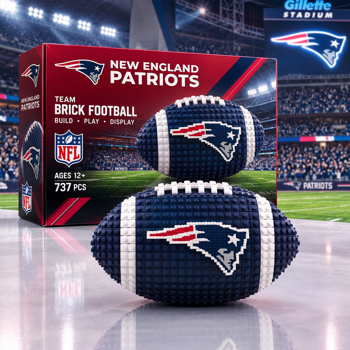 NE X NFL Team Brick Football Building Set 3D Bricks Collector Model