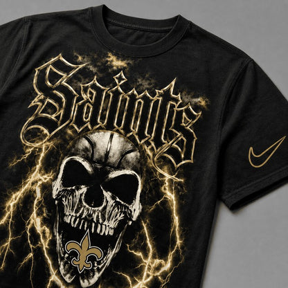 NOS Premium NFL Premium Skull Lightning Graphic T-Shirt