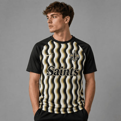 NOS Premium NFL Retro Wavy Pattern Athletic T-Shirt
