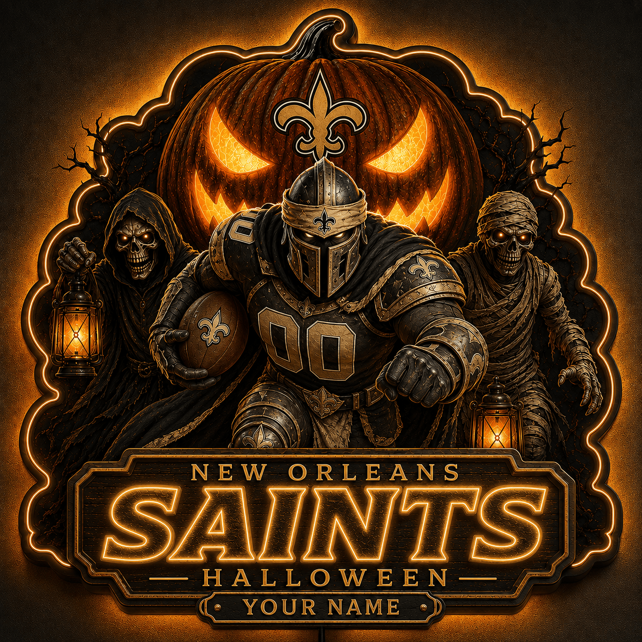 NOS x NFL Halloween Personalized Acrylic Wall Led Sign Colorful Colors Gifts For Fan