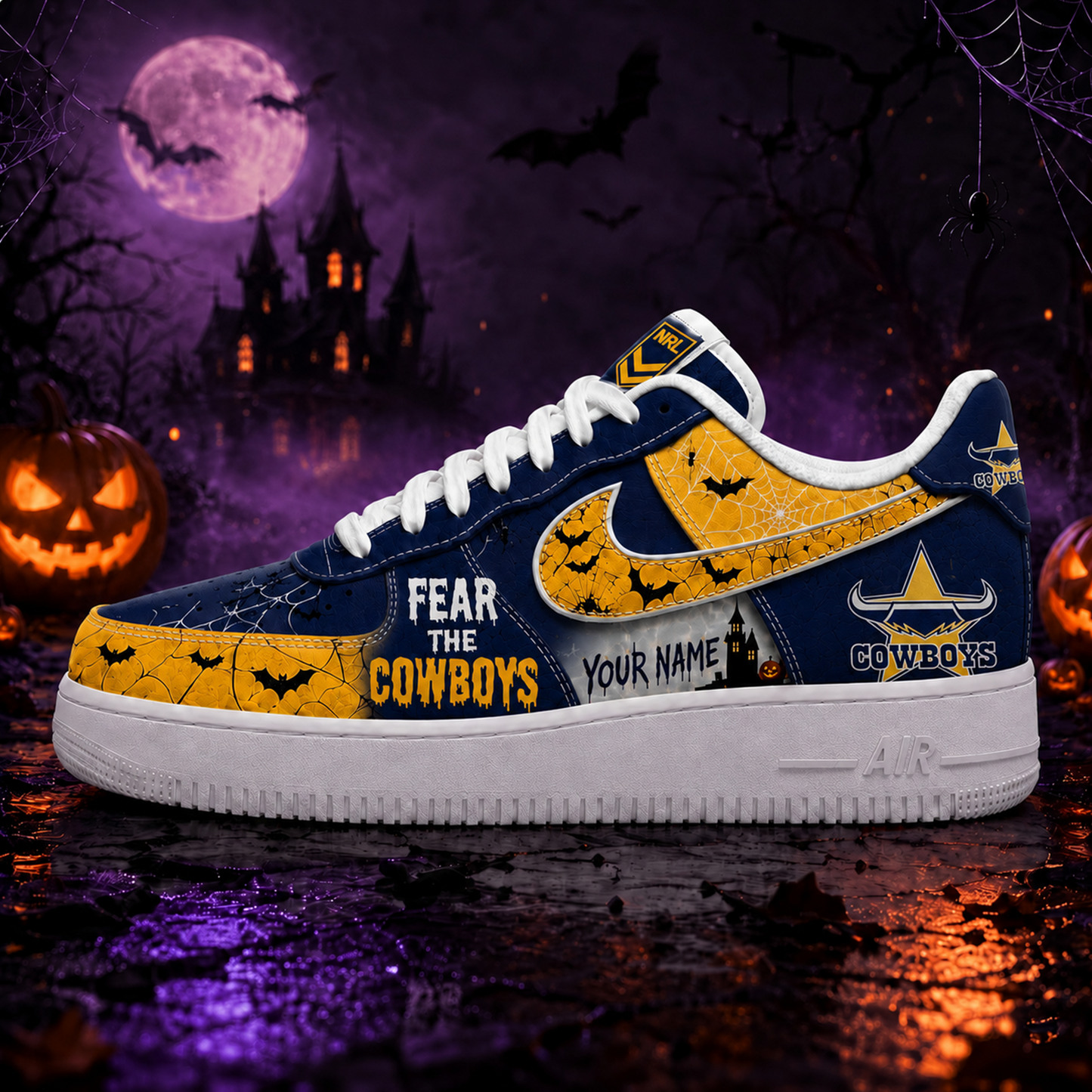 NQC Premium NRL Fear The Team Halloween AF1 Sneakers