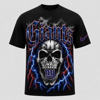 NYG Premium NFL Premium Skull Lightning Graphic T-Shirt