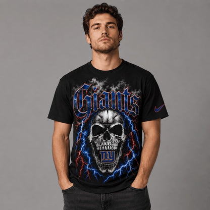NYG Premium NFL Premium Skull Lightning Graphic T-Shirt