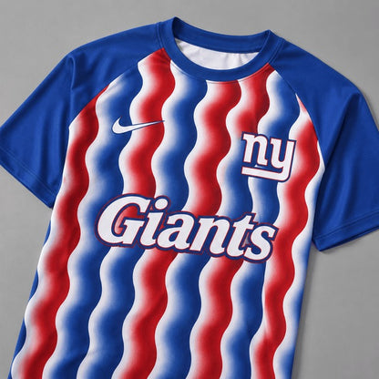 NYG Premium NFL Retro Wavy Pattern Athletic T-Shirt