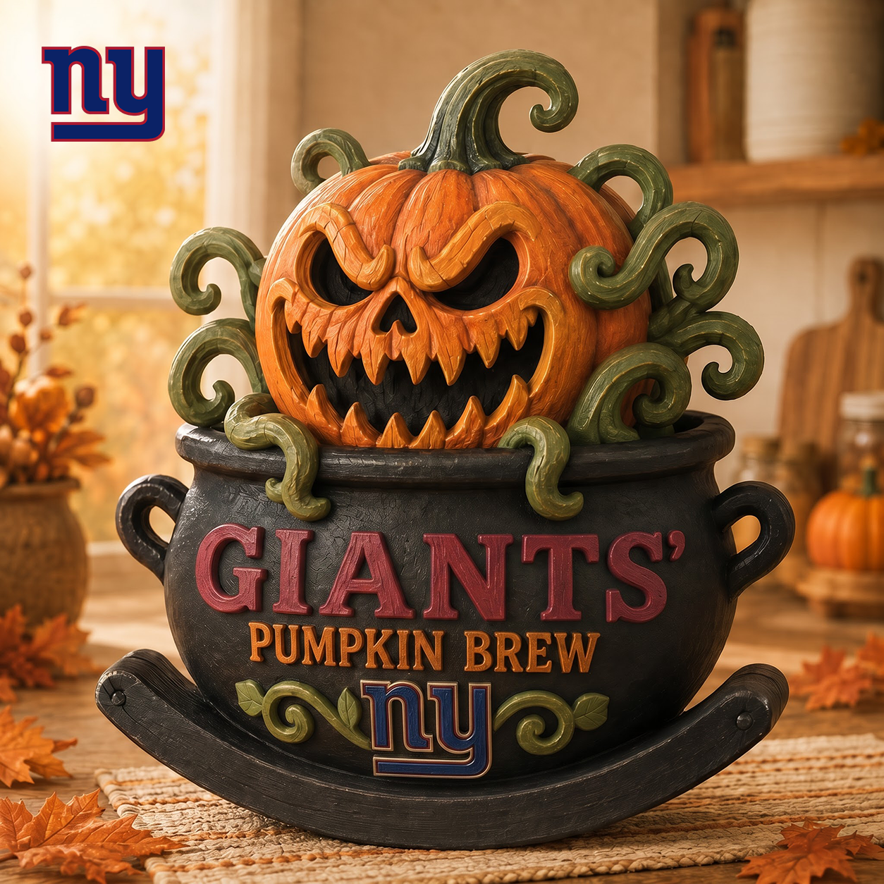 NYG Premium Pumpkin Brew Wooden Block Custom Shape 3 Layers