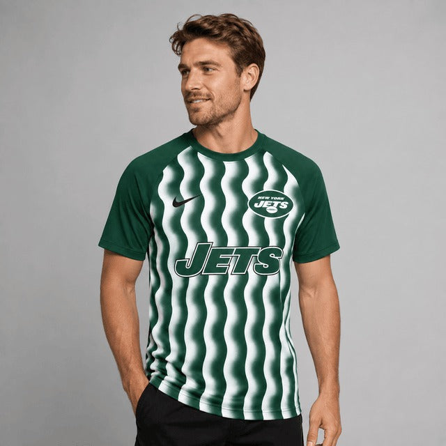 NYJ Premium NFL Retro Wavy Pattern Athletic T-Shirt