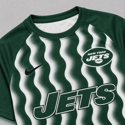 NYJ Premium NFL Retro Wavy Pattern Athletic T-Shirt