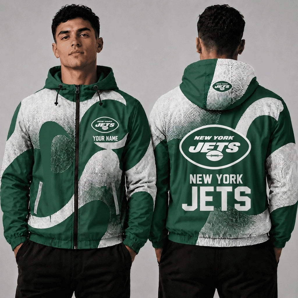 NYJ x NFL Premium Windbreaker Jacket Personalized Gift For Fan