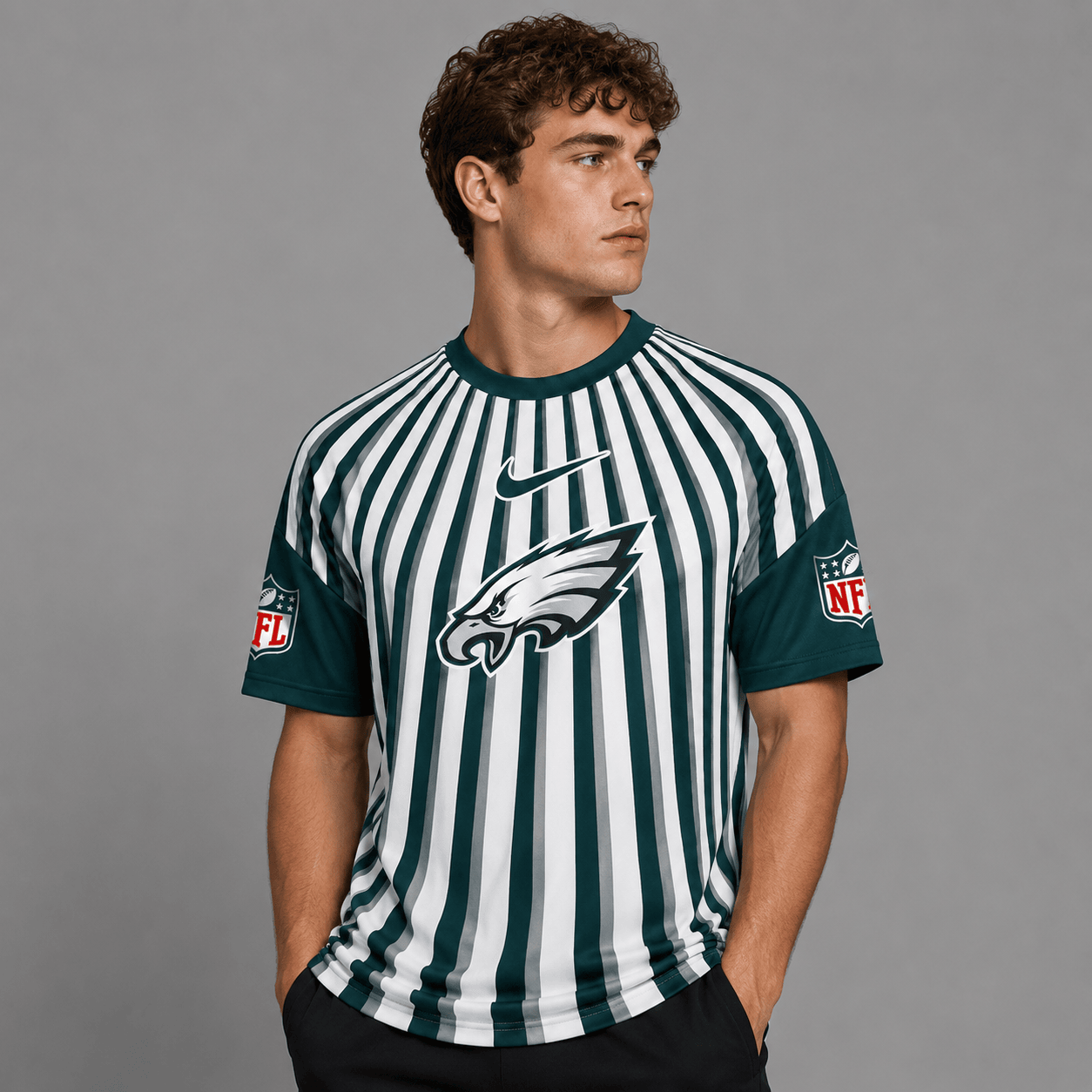 PE Premium NFL Men’s Athletic Vertical Stripe T-Shirt