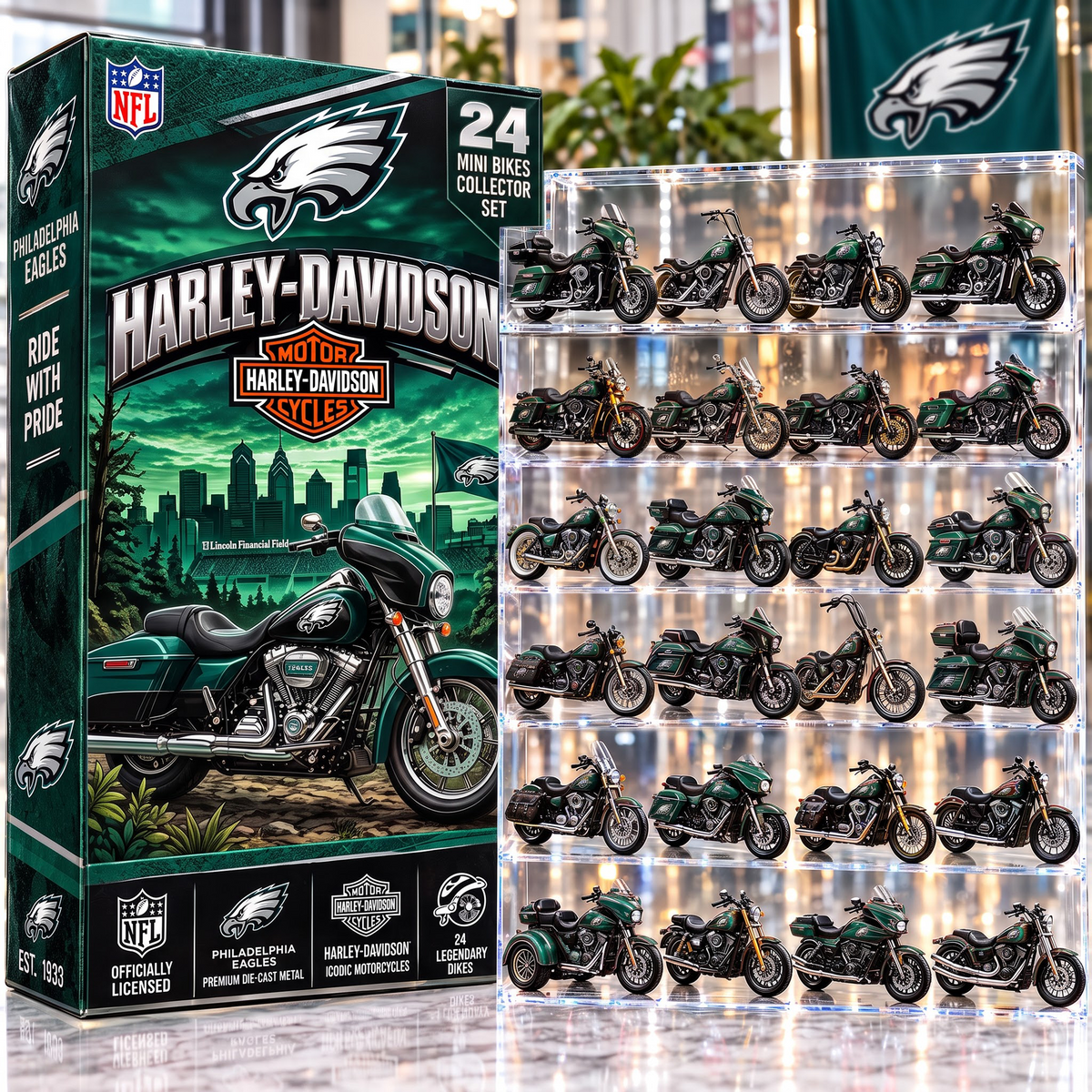 PHI X NFL 24-Day Countdown Blink Box Cruiser Motorcycles Set