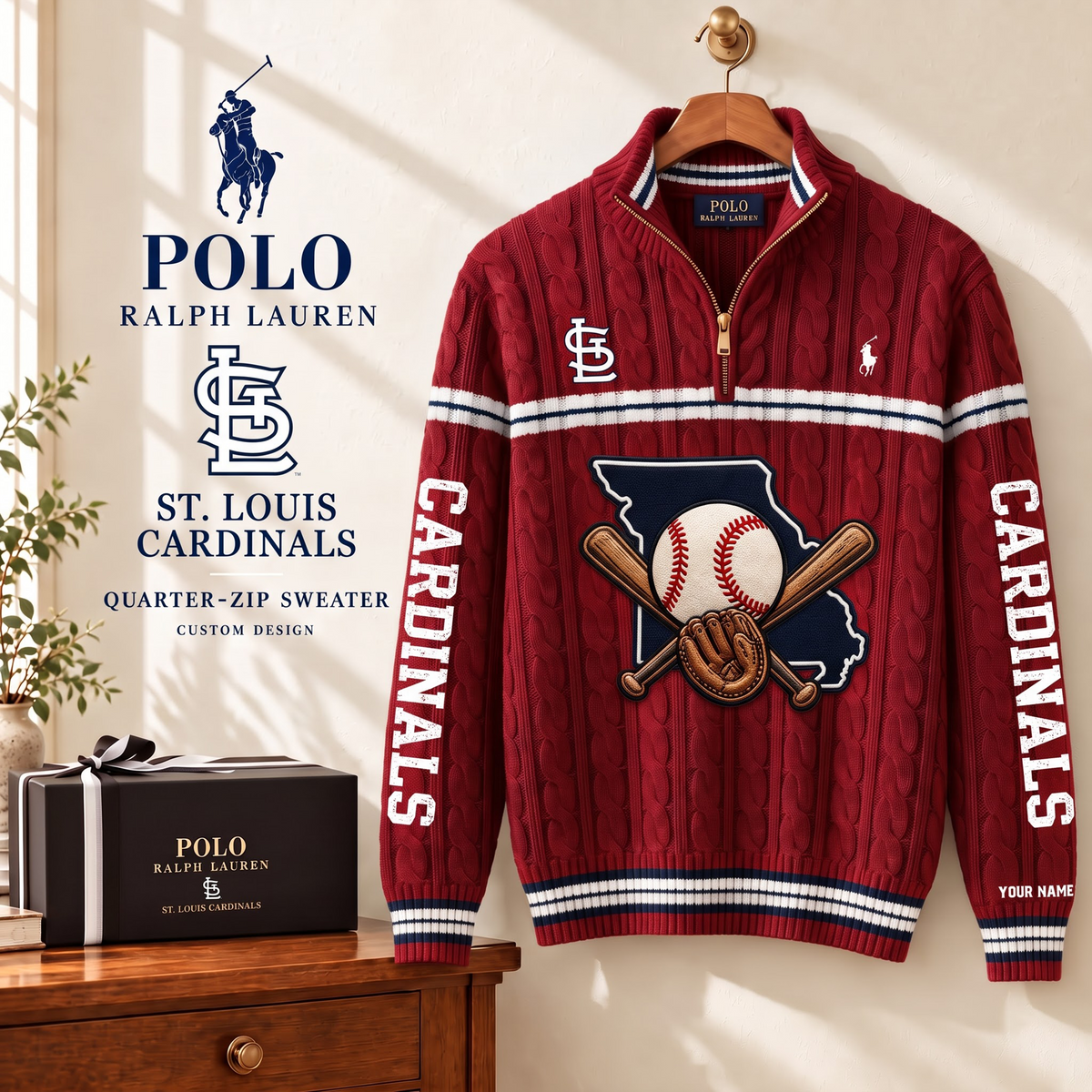 PREMIUM MLB X SLC EXCLUSIVE  POLO RALPH LAUREN QUATER-ZIP SWEATER SHIRT LIMITED EDITION V3