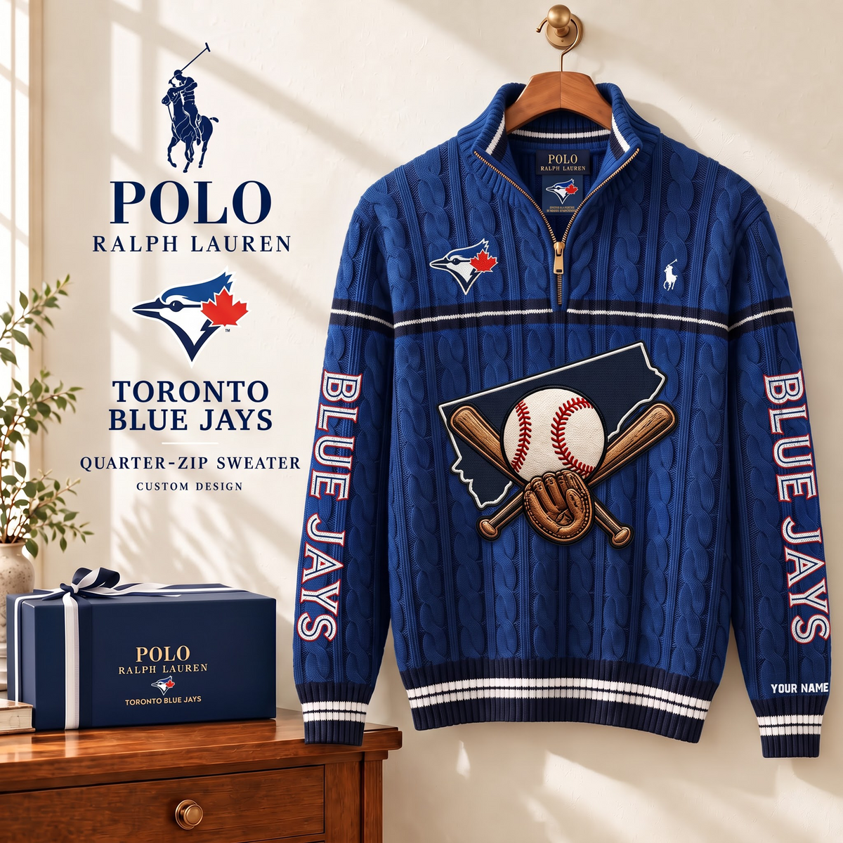 PREMIUM MLB X TBJ EXCLUSIVE  POLO RALPH LAUREN QUATER-ZIP SWEATER SHIRT LIMITED EDITION V3