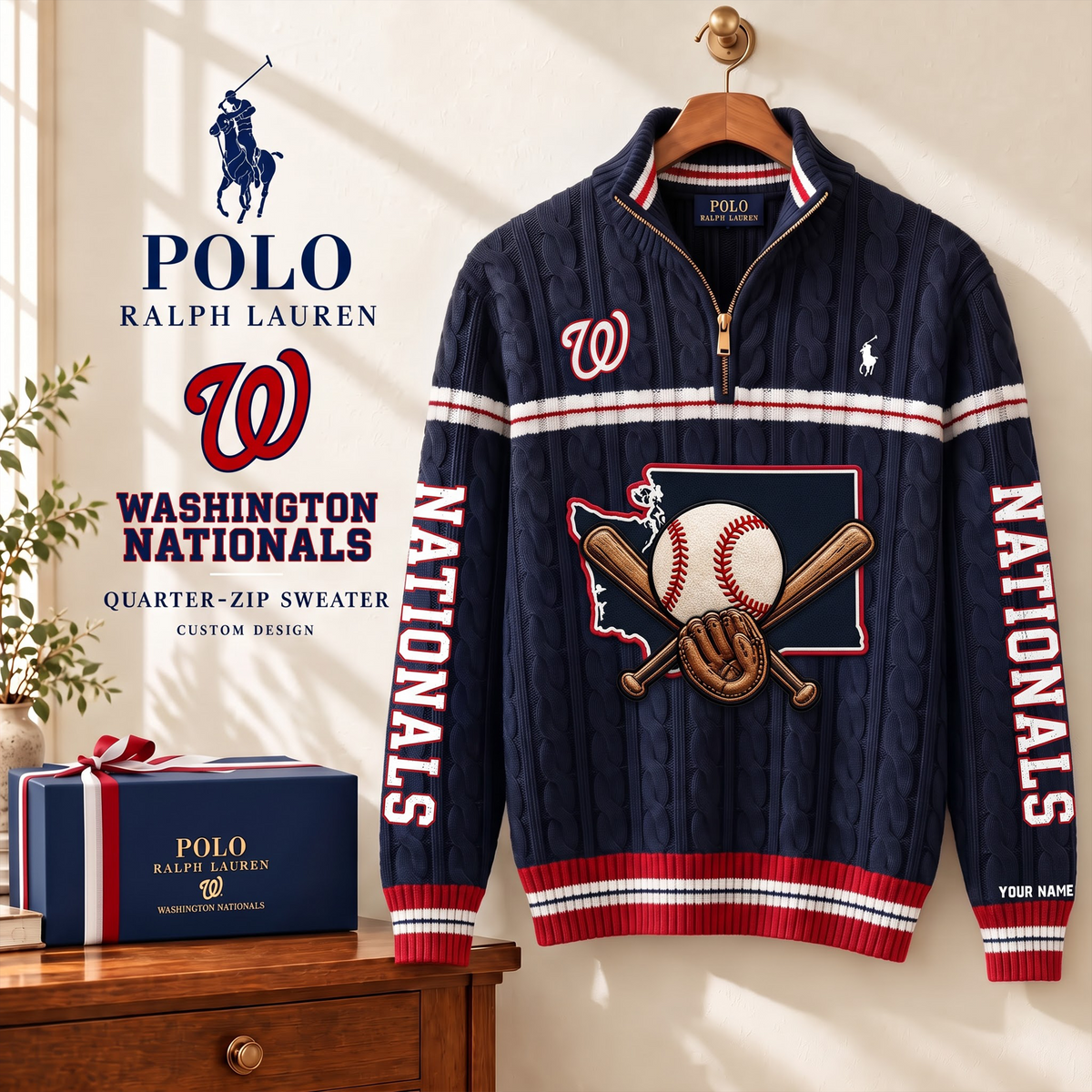 PREMIUM MLB X WN EXCLUSIVE  POLO RALPH LAUREN QUATER-ZIP SWEATER SHIRT LIMITED EDITION V3