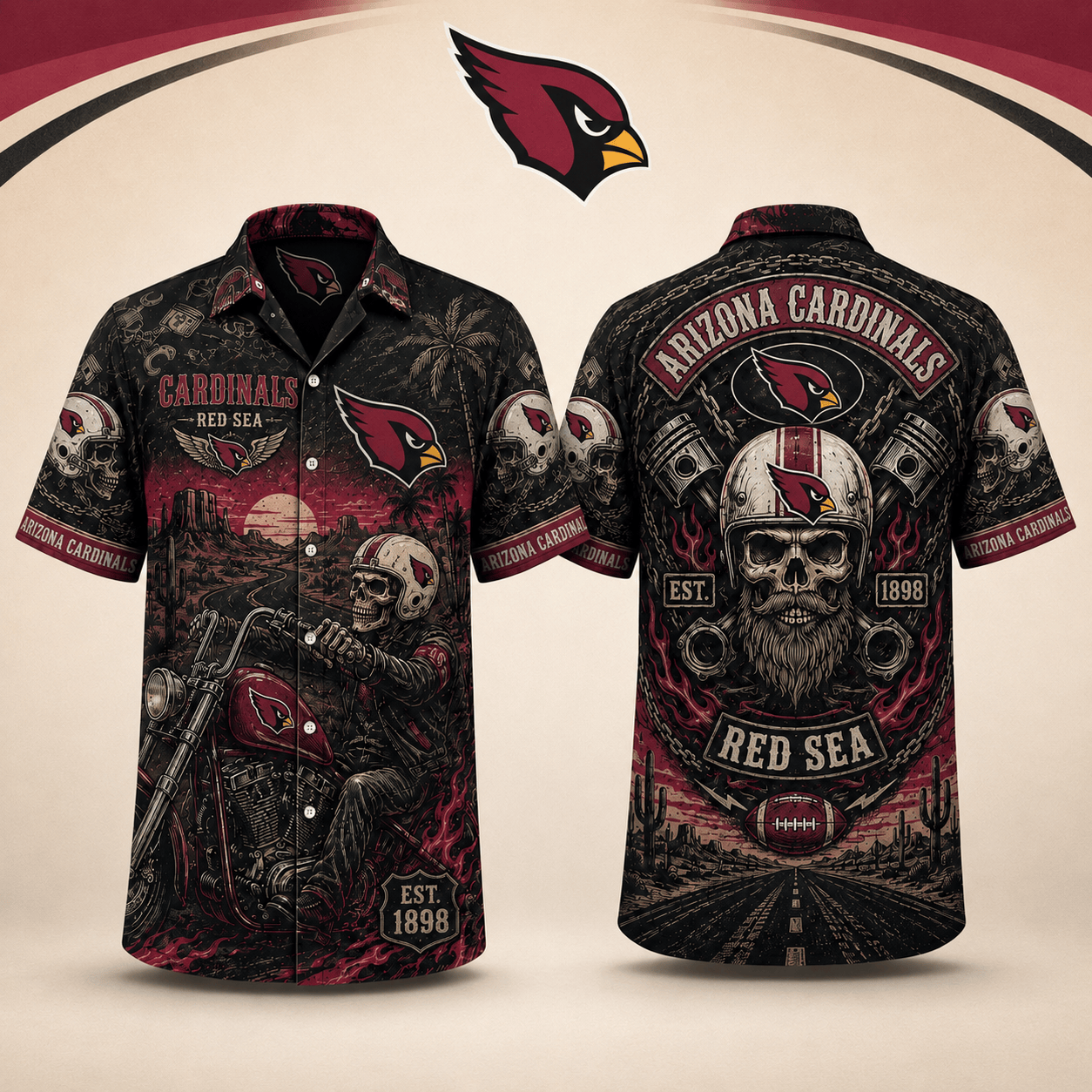 PREMIUM NFL X AC EXCLUSIVE Biker Skull Hawaiian Shirt Limited Edition