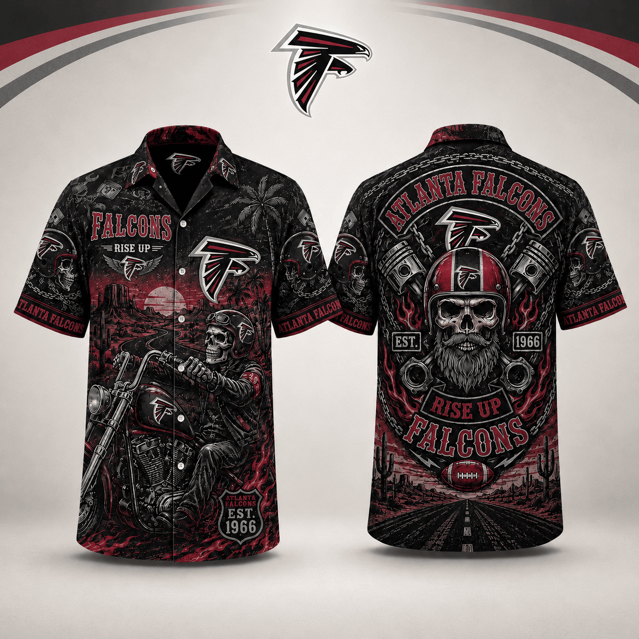 PREMIUM NFL X AF EXCLUSIVE Biker Skull Hawaiian Shirt Limited Edition