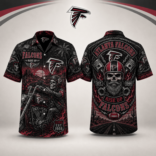 PREMIUM NFL X AF EXCLUSIVE Biker Skull Hawaiian Shirt Limited Edition
