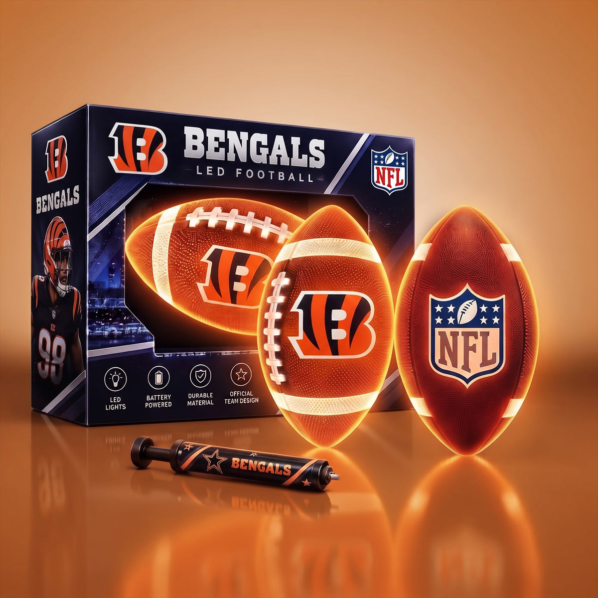 PREMIUM NFL X CIN EXCLUSIVE PERSONLIZED 3D LIGHT-UP LED FOOTBALL GIFT FOR FAN LIMITED EDITION