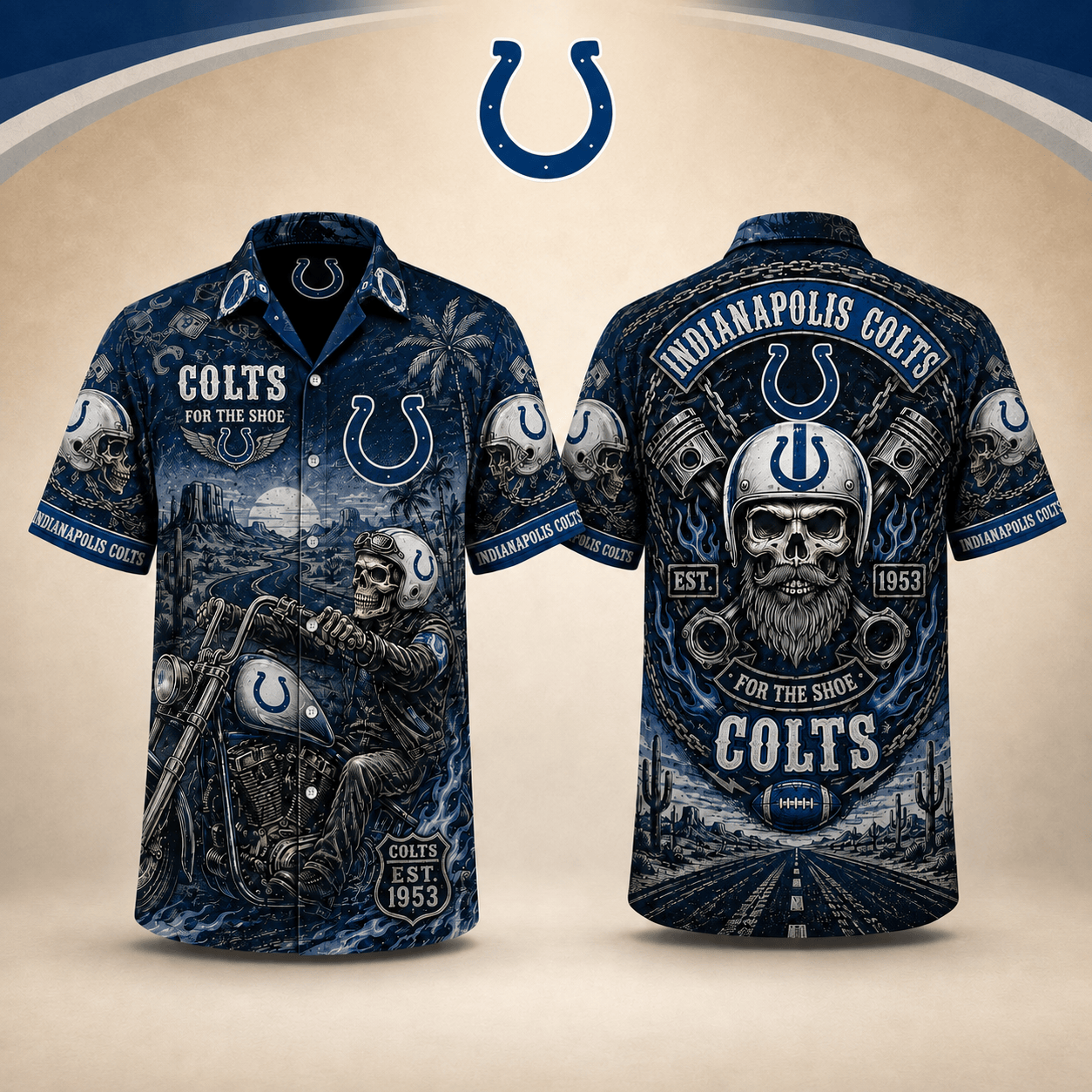 PREMIUM NFL X IC EXCLUSIVE Biker Skull Hawaiian Shirt Limited Edition
