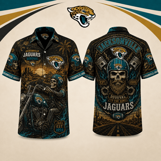 PREMIUM NFL X JJ EXCLUSIVE Biker Skull Hawaiian Shirt Limited Edition