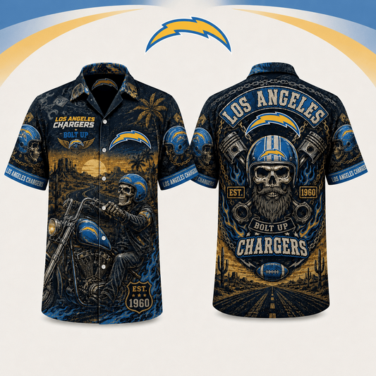 PREMIUM NFL X LAC EXCLUSIVE Biker Skull Hawaiian Shirt Limited Edition